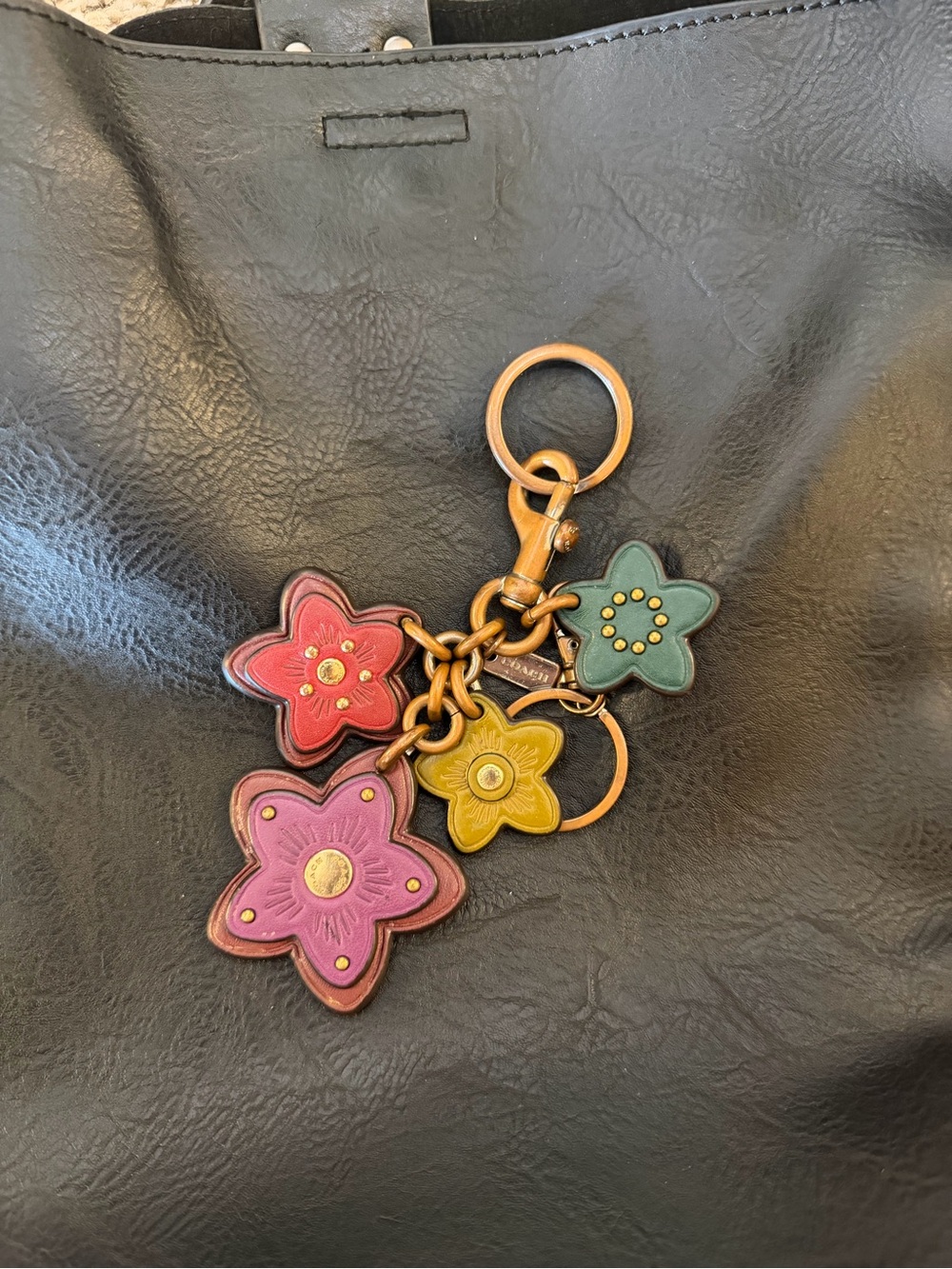 Coach Multicolor Floral Leather Charm - Pink Red Yellow Green